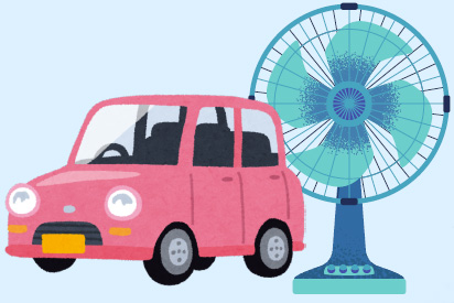 clip art of a car and an electric cooling fan.