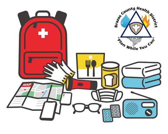 Illustration of an emergency preparedness kit.